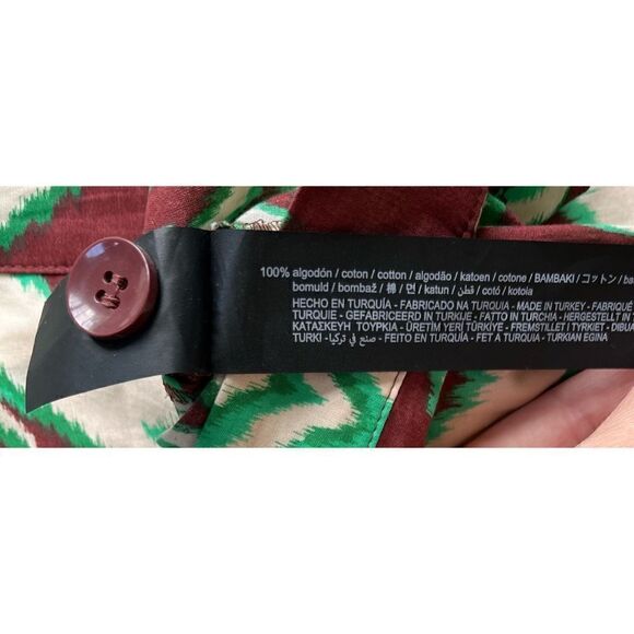 NWT Zara Printed Mid Rise Straight Leg 100% Cotton Pants, Size XS - Picture 13 of 13